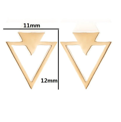 Simple Style Triangle Stainless Steel Plating Hollow Out Ear Studs 1 Pair