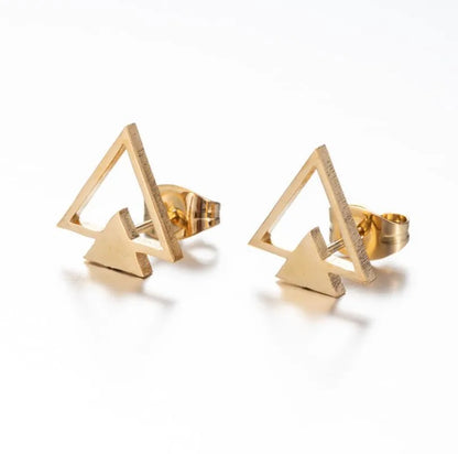 Simple Style Triangle Stainless Steel Plating Hollow Out Ear Studs 1 Pair