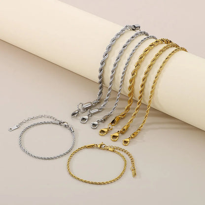 Simple Style Twist 304 Stainless Steel 18K Gold Plated Bracelets In Bulk