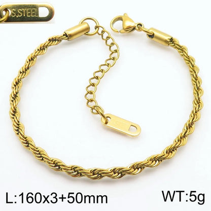 Simple Style Twist 304 Stainless Steel 18K Gold Plated Bracelets In Bulk