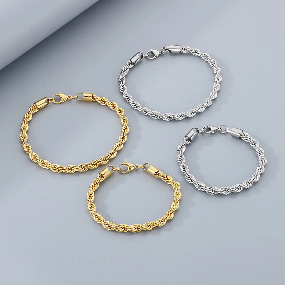 Simple Style Twist 304 Stainless Steel 18K Gold Plated Bracelets In Bulk