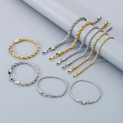 Simple Style Twist 304 Stainless Steel 18K Gold Plated Bracelets In Bulk