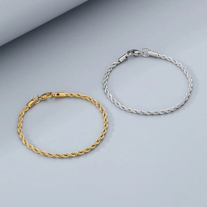 Simple Style Twist 304 Stainless Steel 18K Gold Plated Bracelets In Bulk