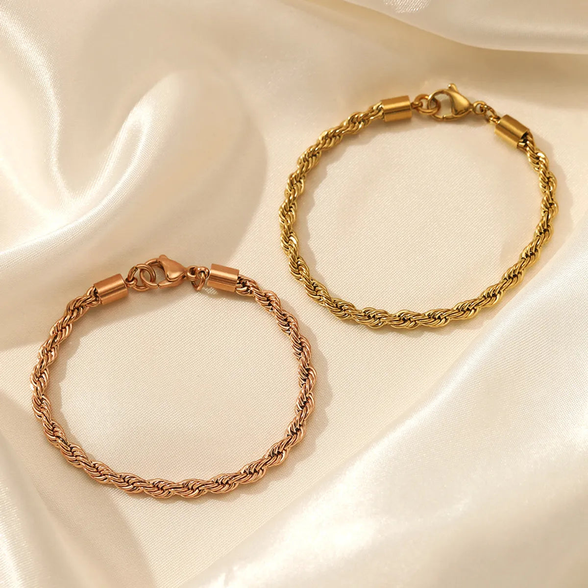 Simple Style Twist Stainless Steel Gold Plated Bracelets