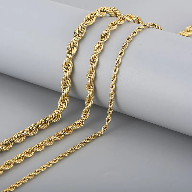 Simple Style Twist Stainless Steel Plating 18K Gold Plated Women'S Necklace