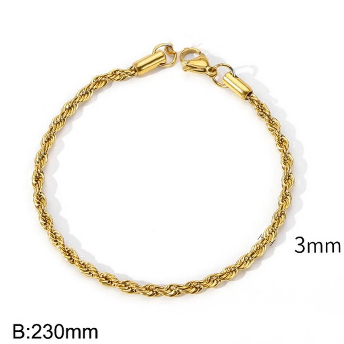 Simple Style Twist Stainless Steel 18K Gold Plated Bracelets In Bulk