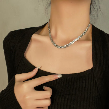 Simple Style Twist Titanium Steel Plating Braid Necklace