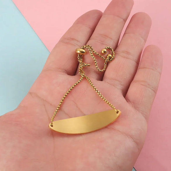 Simple Style U Shape Customization Laser Engraving 304 Stainless Steel 18K Gold Plated Box Chain Bracelets In Bulk