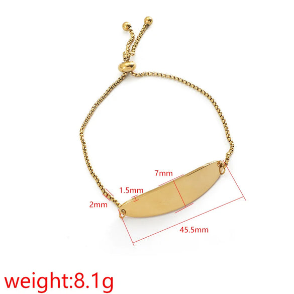 Simple Style U Shape Customization Laser Engraving 304 Stainless Steel 18K Gold Plated Box Chain Bracelets In Bulk