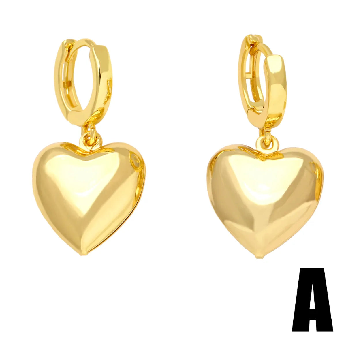 Simple Style U Shape Heart Shape Copper Gold Plated Drop Earrings 1 Pair