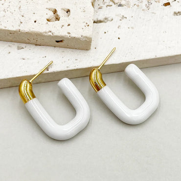 Simple Style U Shape Stainless Steel Metal Enamel Plating Women's Ear Studs