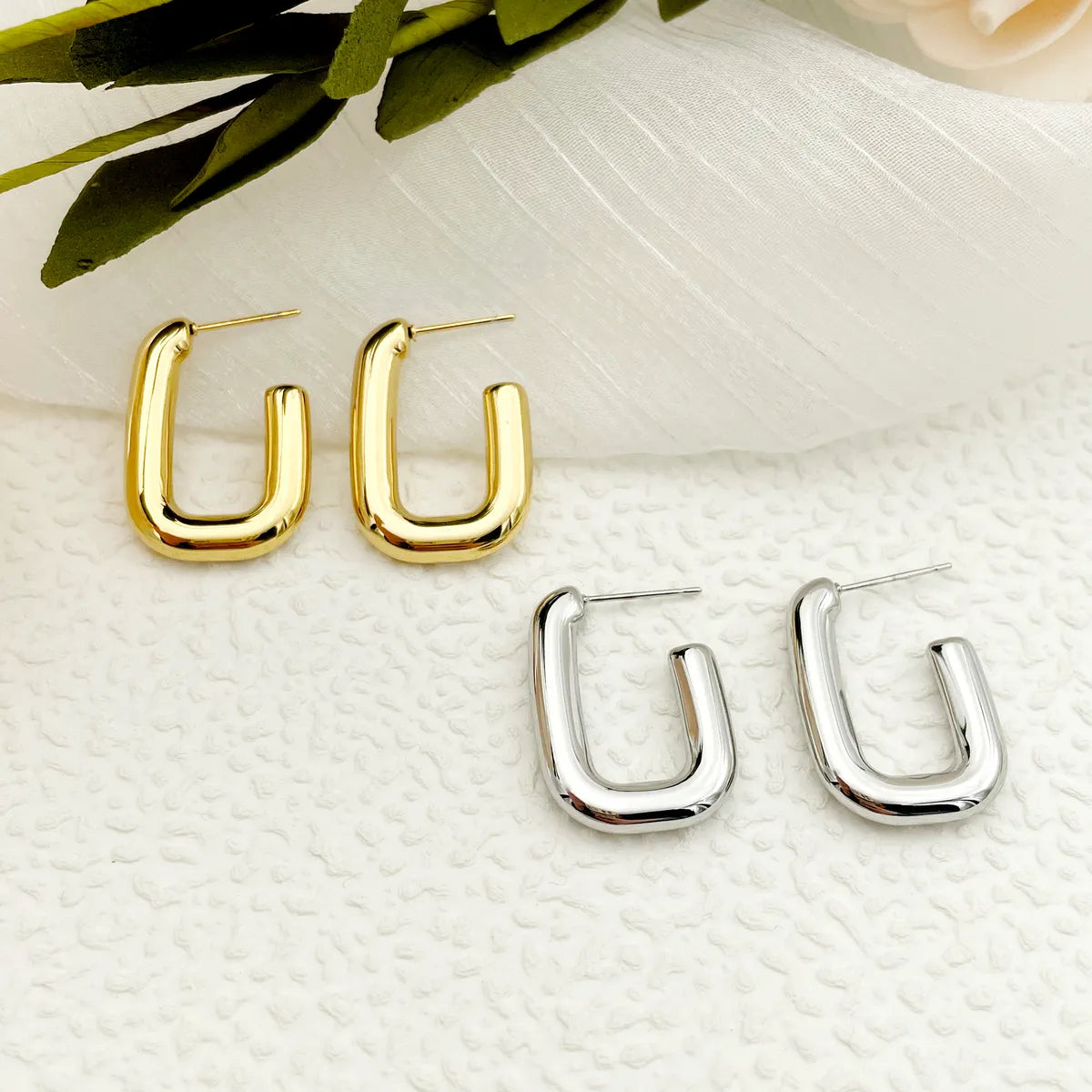 Simple Style U Shape Stainless Steel Metal Enamel Plating Women's Ear Studs