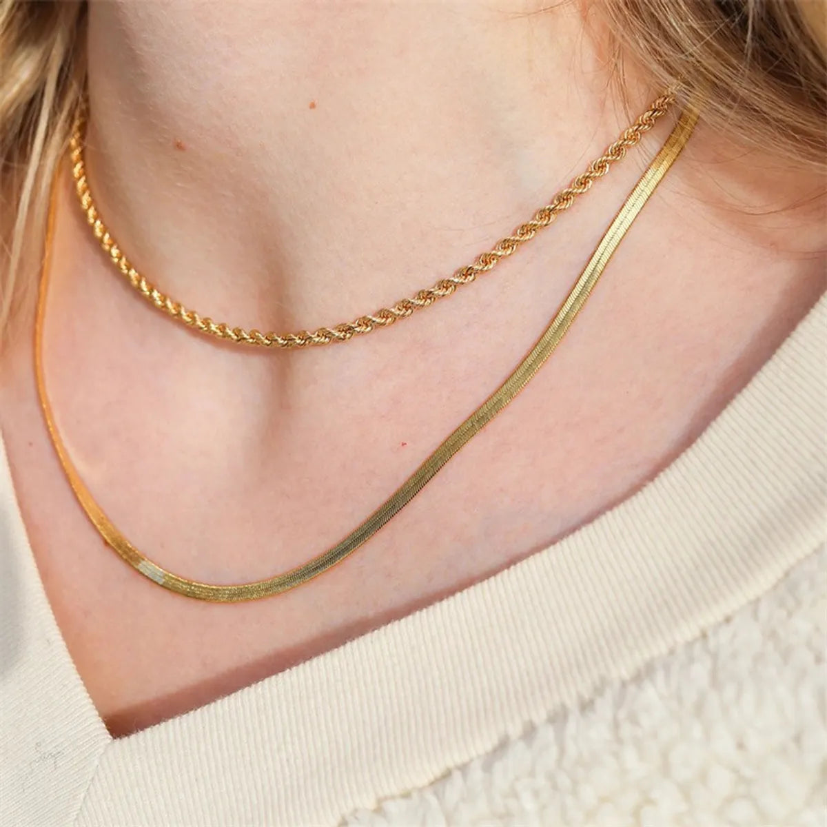 Simple Style U Shape Stainless Steel Necklace Layered Plating Stainless Steel Necklaces