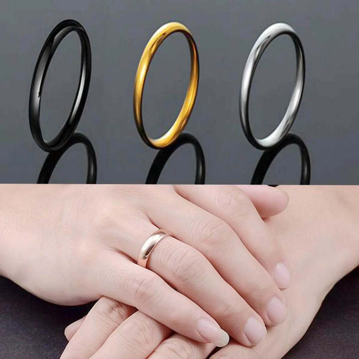 Stainless Steel 18K Gold Plated Simple Style Plating U Shape Rings