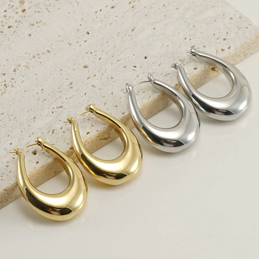 1 Pair Simple Style U Shape Polishing Stainless Steel Hoop Earrings