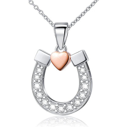 Simple Style U Shape Sterling Silver Plating Inlay Zircon White Gold Plated Pendant Necklace