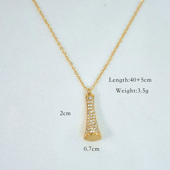 Simple Style V Shape Heart Shape Elephant Zircon Titanium Steel Wholesale Pendant Necklace