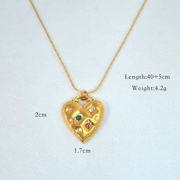 Simple Style V Shape Heart Shape Elephant Zircon Titanium Steel Wholesale Pendant Necklace