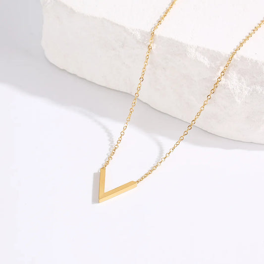 Simple Style V Shape Stainless Steel Plating 18k Gold Plated Necklace