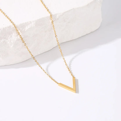 Simple Style V Shape Stainless Steel Plating 18k Gold Plated Necklace