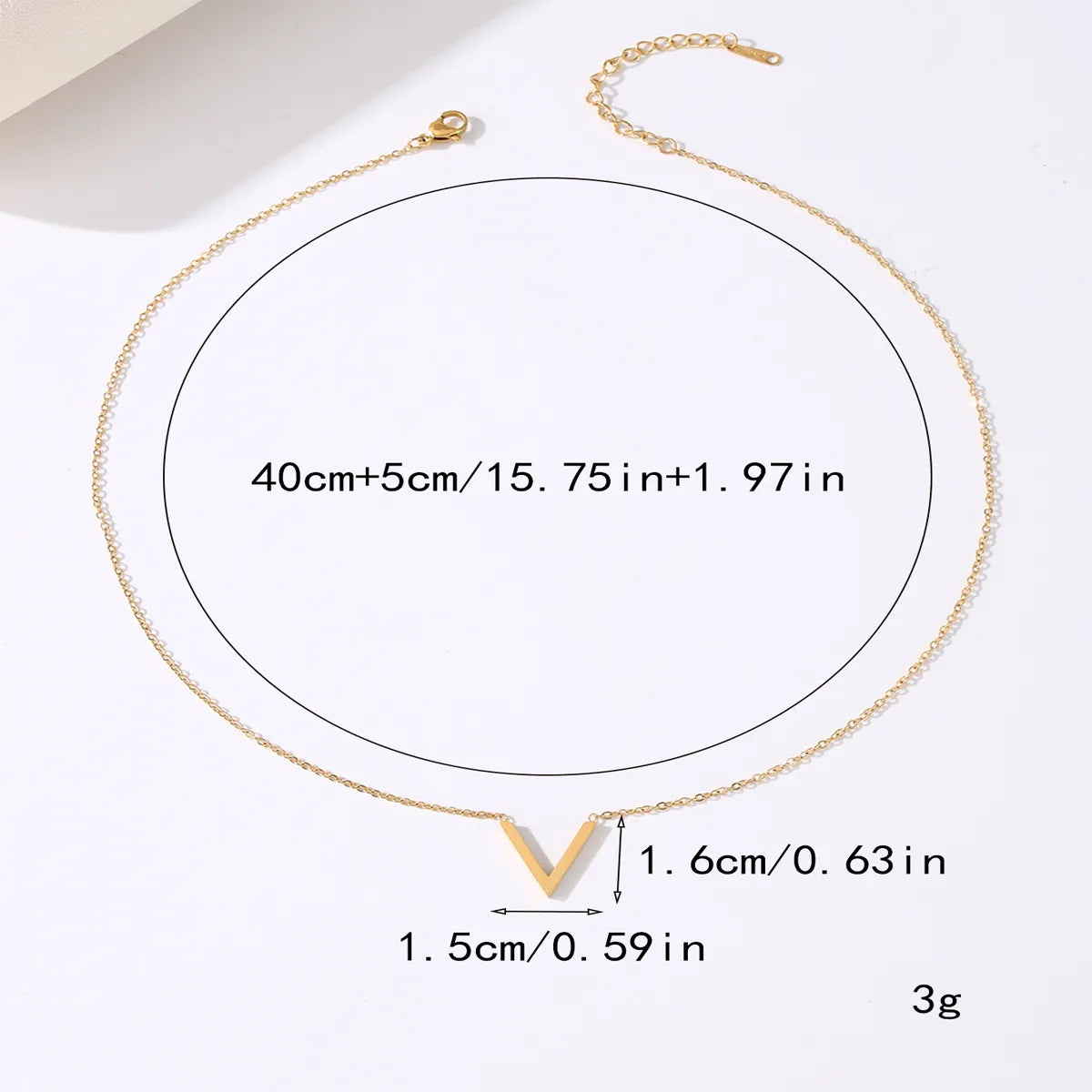 Simple Style V Shape Stainless Steel Plating 18k Gold Plated Necklace