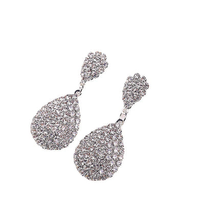 1 Pair Simple Style Water Droplets Inlay Alloy Rhinestones Drop Earrings