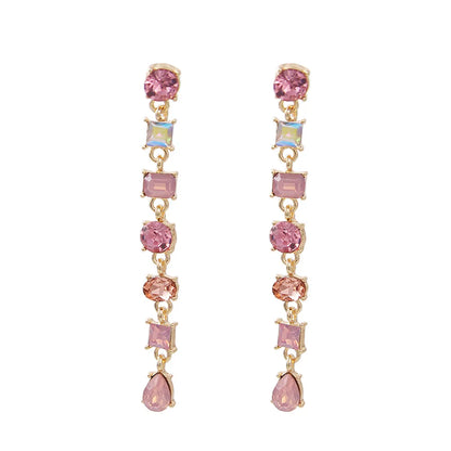 Simple Style Water Droplets Alloy Inlay Rhinestones Women's Drop Earrings