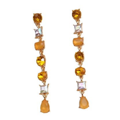 Simple Style Water Droplets Alloy Inlay Rhinestones Women's Drop Earrings