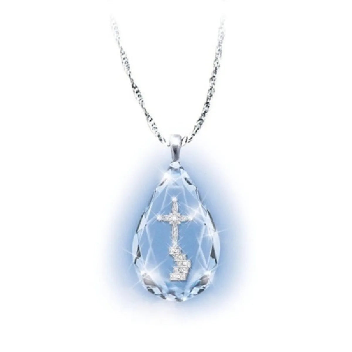 Simple Style Water Droplets Alloy Iron Plating Inlay Rhinestones Glass White Gold Plated Women's Pendant Necklace