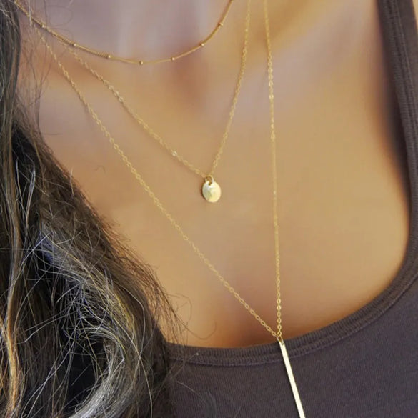 Simple Style Water Droplets Alloy Layered Plating Necklace