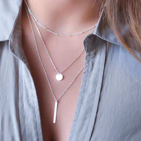 Simple Style Water Droplets Alloy Layered Plating Necklace