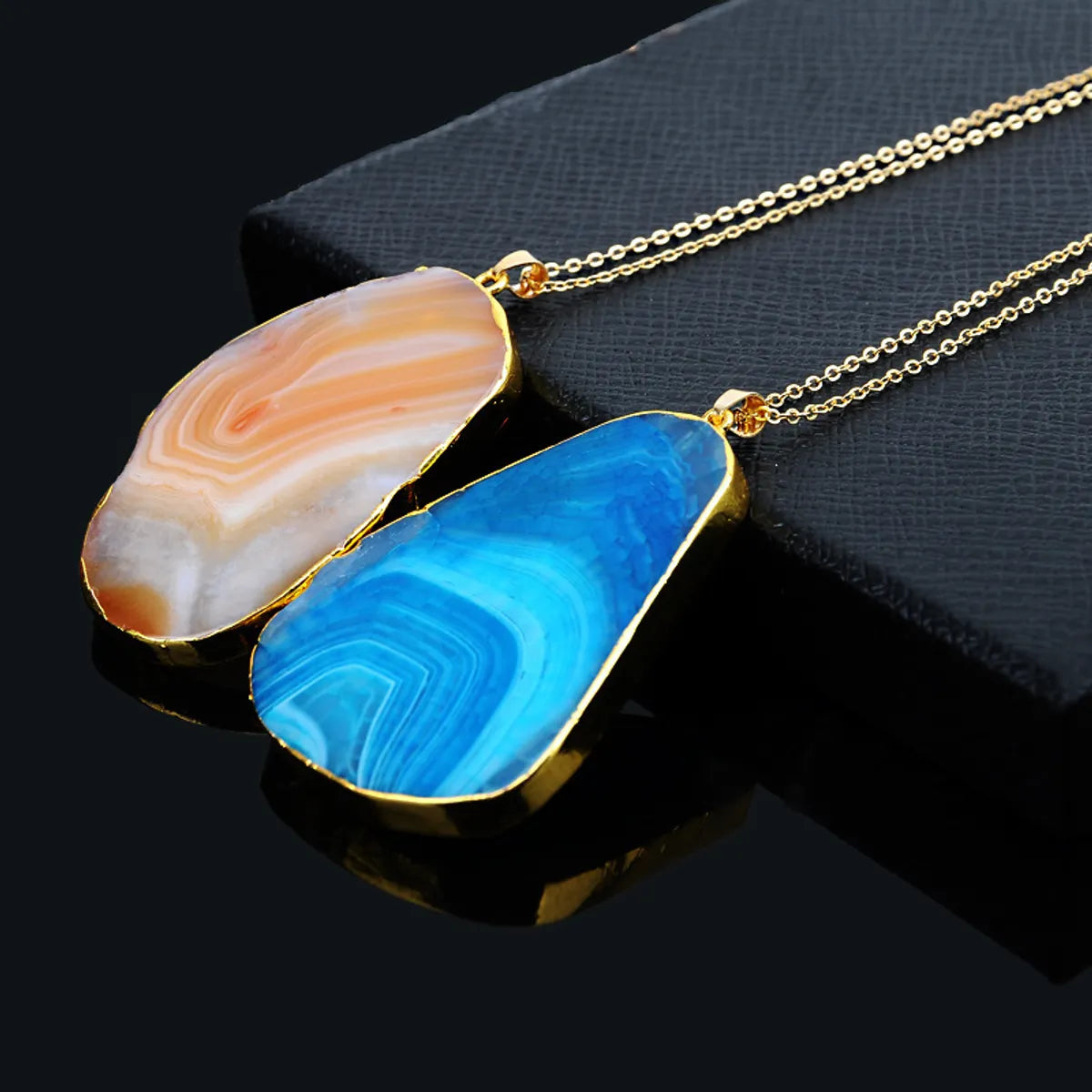 Simple Style Water Droplets Alloy Natural Stone Chain Necklace