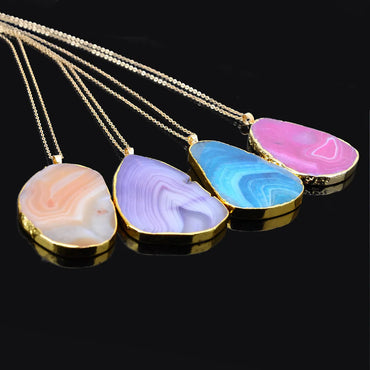 Simple Style Water Droplets Alloy Natural Stone Chain Necklace