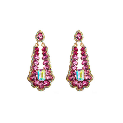 Simple Style Water Droplets Alloy Plating Inlay Rhinestones Glass Gold Plated Silver Plated Women'S Drop Earrings