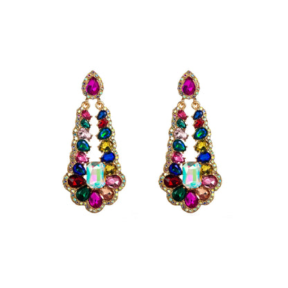 Simple Style Water Droplets Alloy Plating Inlay Rhinestones Glass Gold Plated Silver Plated Women'S Drop Earrings