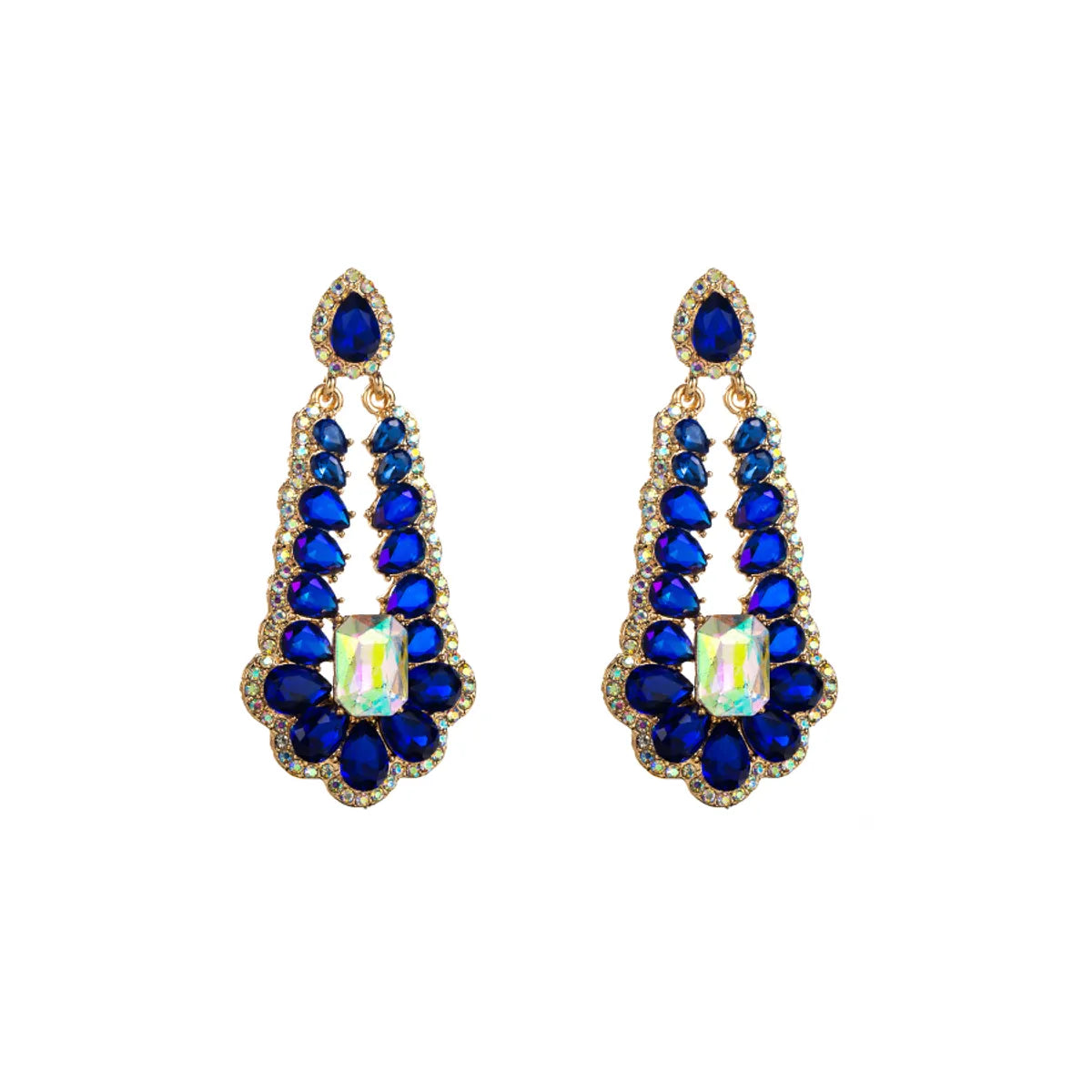 Simple Style Water Droplets Alloy Plating Inlay Rhinestones Glass Gold Plated Silver Plated Women'S Drop Earrings