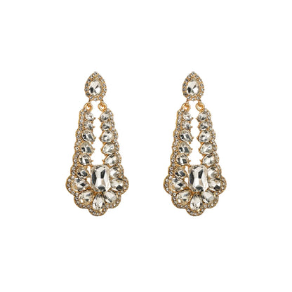 Simple Style Water Droplets Alloy Plating Inlay Rhinestones Glass Gold Plated Silver Plated Women'S Drop Earrings