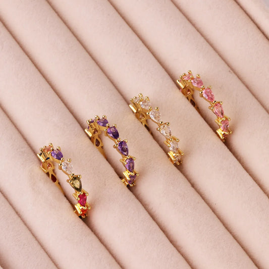 Simple Style Water Droplets Copper Rhinestones Rings In Bulk