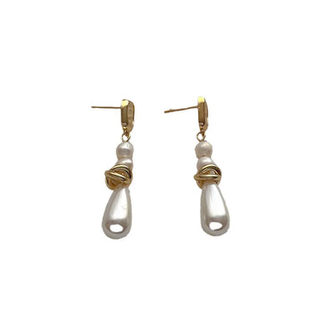 Simple Style Water Droplets Copper Pearl Plating Drop Earrings 1 Pair