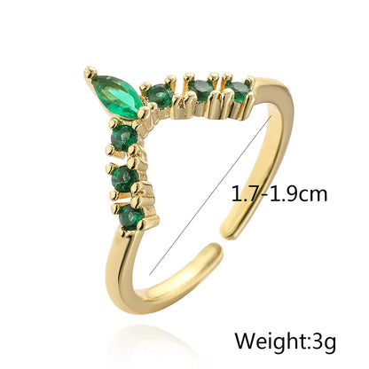 Simple Style Water Droplets Copper Plating Inlay Zircon 18k Gold Plated Open Rings