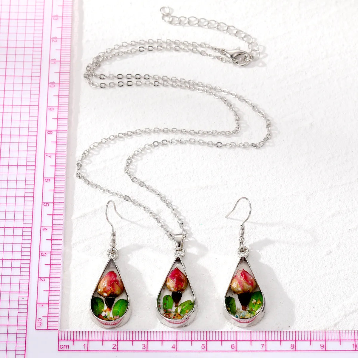 Simple Style Water Droplets Flower Resin Enamel Women'S Earrings Necklace