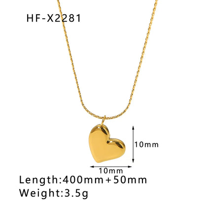 304 Stainless Steel 18K Gold Plated Simple Style Plating Water Droplets Heart Shape Rhinestones Necklace