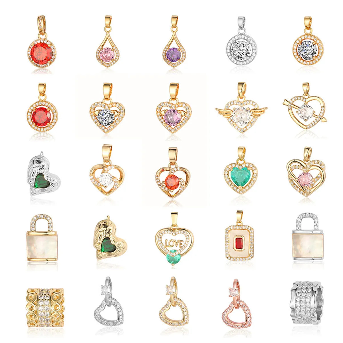 Simple Style Water Droplets Heart Shape Zircon Copper Wholesale Charms Jewelry Accessories