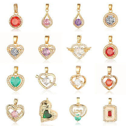 Simple Style Water Droplets Heart Shape Zircon Copper Wholesale Charms Jewelry Accessories