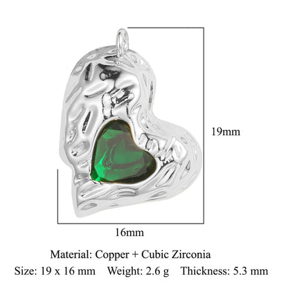 Simple Style Water Droplets Heart Shape Zircon Copper Wholesale Charms Jewelry Accessories