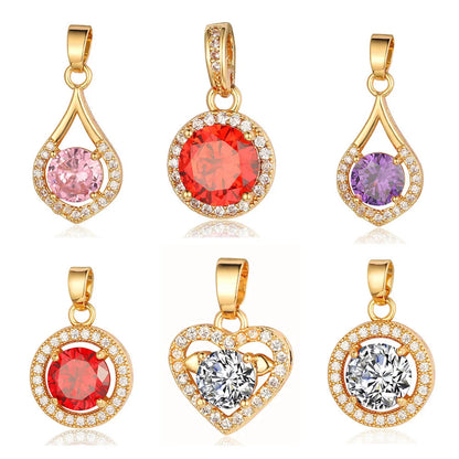 Simple Style Water Droplets Heart Shape Zircon Copper Wholesale Charms Jewelry Accessories