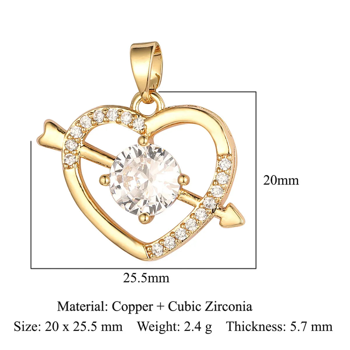 Simple Style Water Droplets Heart Shape Zircon Copper Wholesale Charms Jewelry Accessories