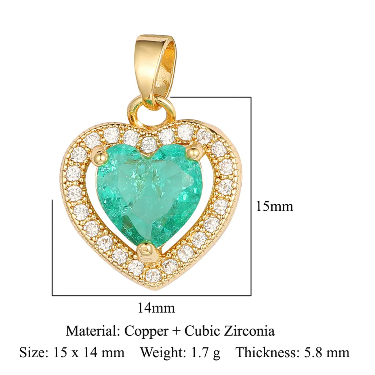 Simple Style Water Droplets Heart Shape Zircon Copper Wholesale Charms Jewelry Accessories