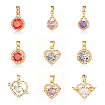 Simple Style Water Droplets Heart Shape Zircon Copper Wholesale Charms Jewelry Accessories