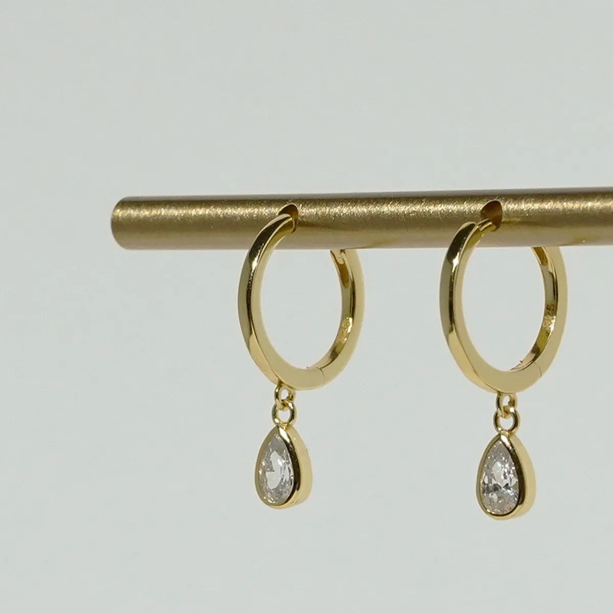 Simple Style Water Droplets Metal Plating Inlay Zircon 14k Gold Plated Women'S Drop Earrings